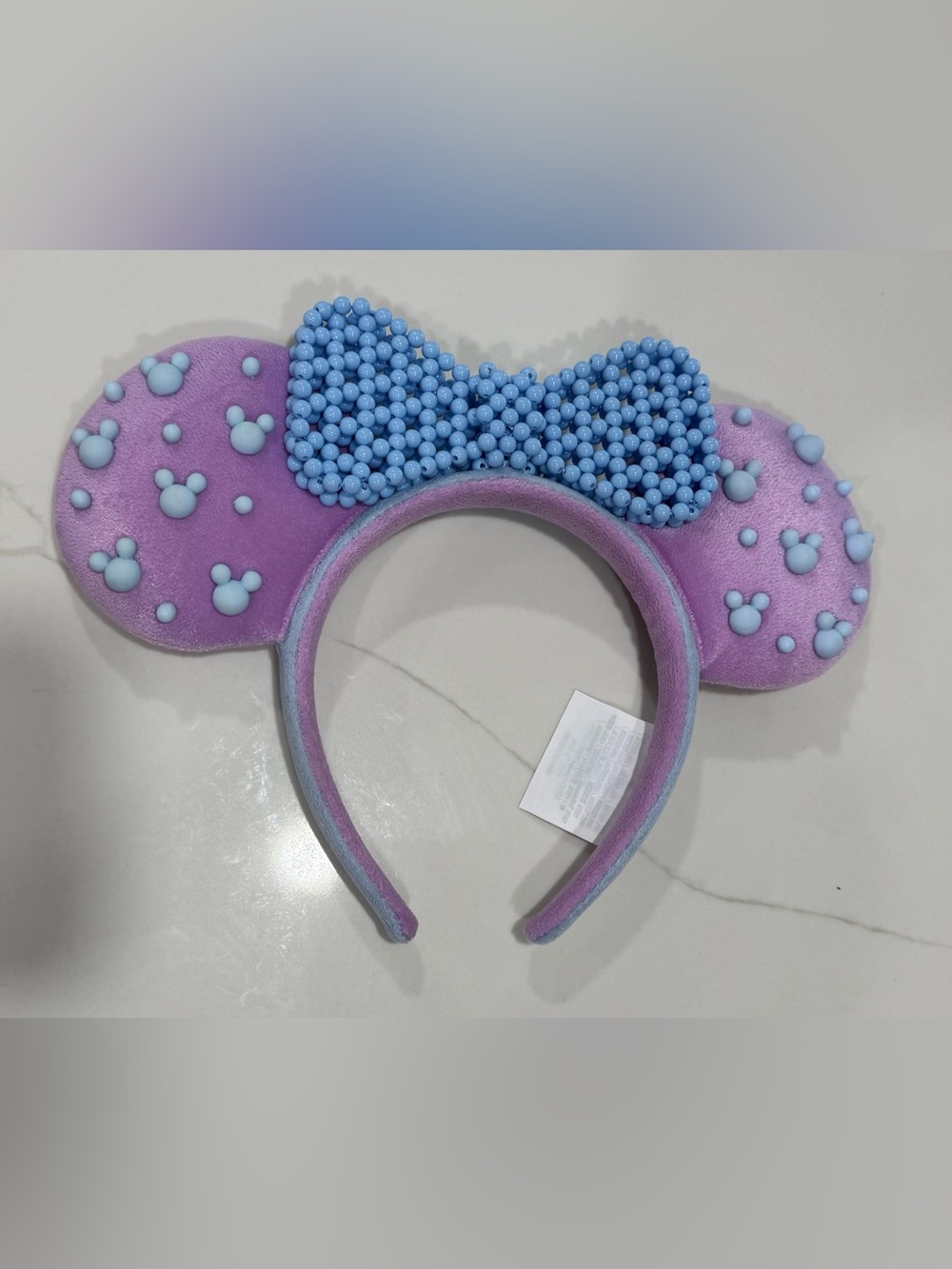 Disney Parks Minnie Mouse Beaded Ears Headband Pink Blue